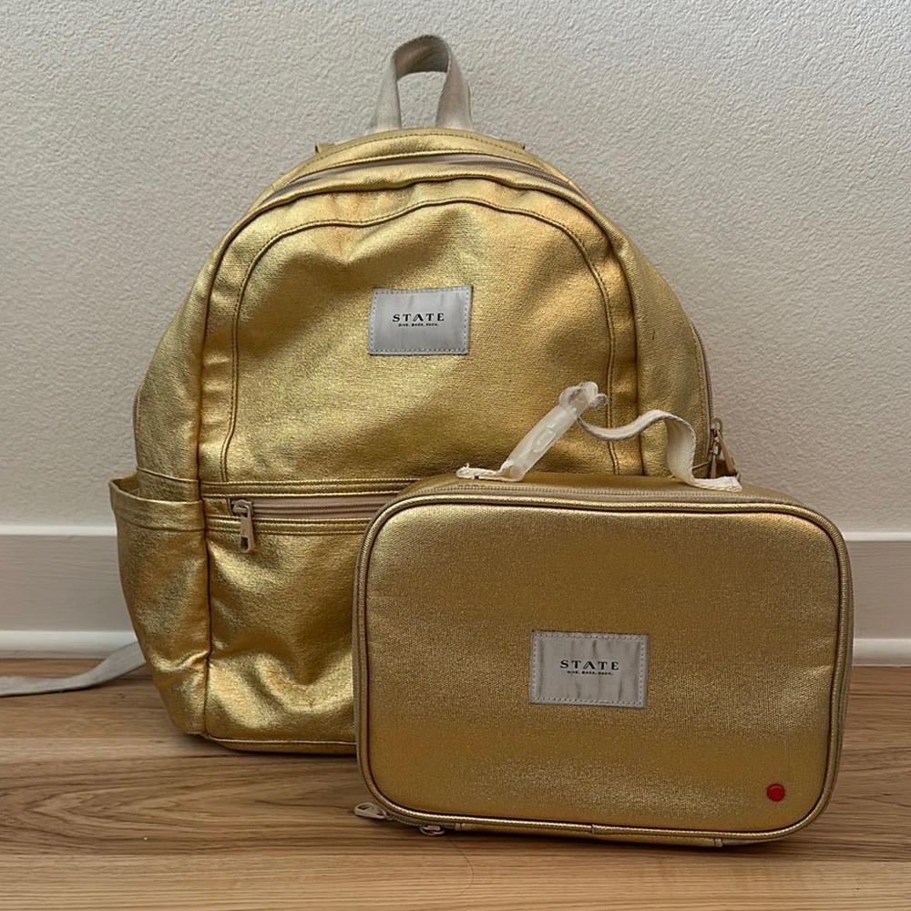 State Gold Backpack and lunchbox Set
